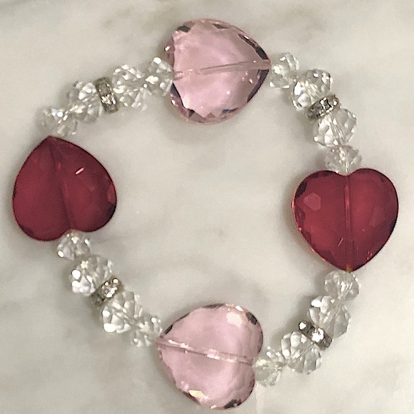 Jewelry - Red & Pink Cut Glass with beads